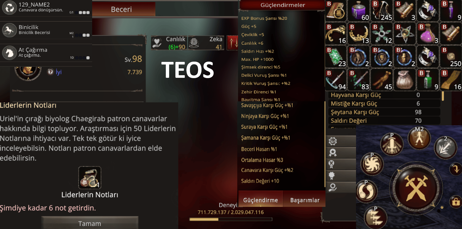 98 LVL 4P KOLEKSIYON FULL LIDERDE BEDENSEL SAVASCI