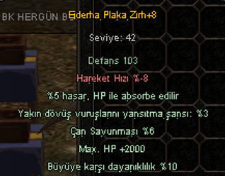 +8 EJDER PLAKA ZIRH 2000 HP - 10 BÜYÜ - ABSORBE - YANSITMA SON ITEM P6