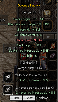 Dolunay Kılıcı 42 ort 6 çeviklik 5 bayılma 3 taşLI
