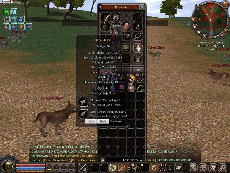 +9 29 ORT 8 ÇEVİKLİK +3 TAŞLI DOLU