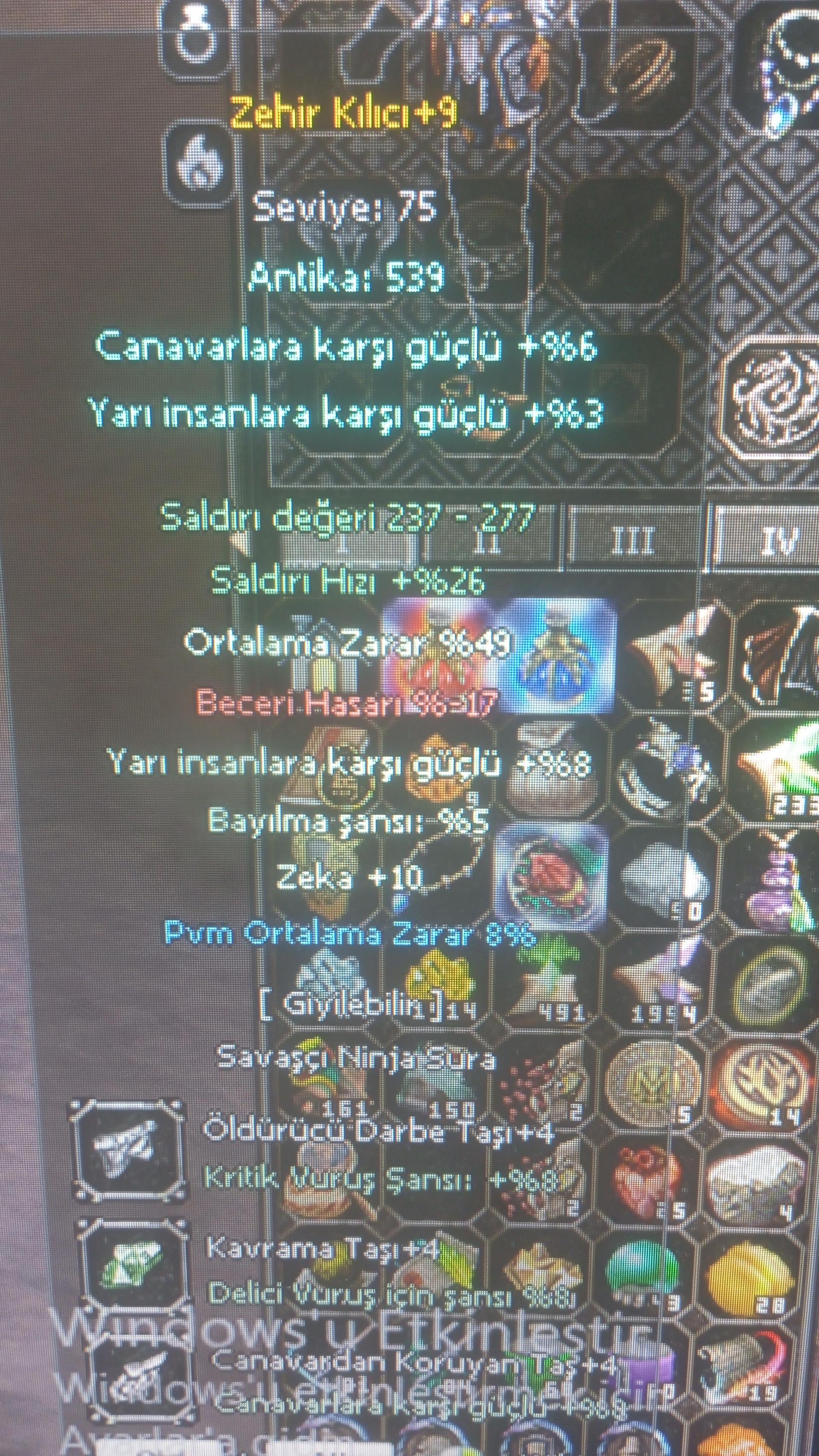 +9 zehir kılıcı oyun içi satılık 1.250m
