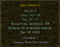 Bakır Bilezik 2kHP 15 büyü TEKLİFLEGEL