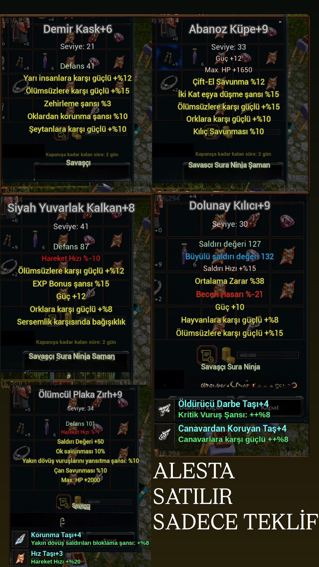 PARÇA PARÇA SATIL ALABİLİRSİNİZ MESAJ ATIN ALESTA