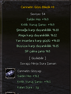 +8 CENNETIN GÖZÜ BİLEZİK 10/15
