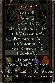 15 BIÇAK 10 KILIÇ 5 KRİT 750 HP DERİ ÇİZME