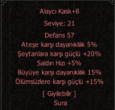 BÜYÜ 15 ÖLÜMSÜZ 15 SALDIRI HIZI 5 ALAYCI KASK +8