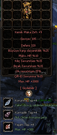 +9 KEMİK PLAKA ZIRH