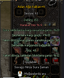 +9 aslan agzı kalkan