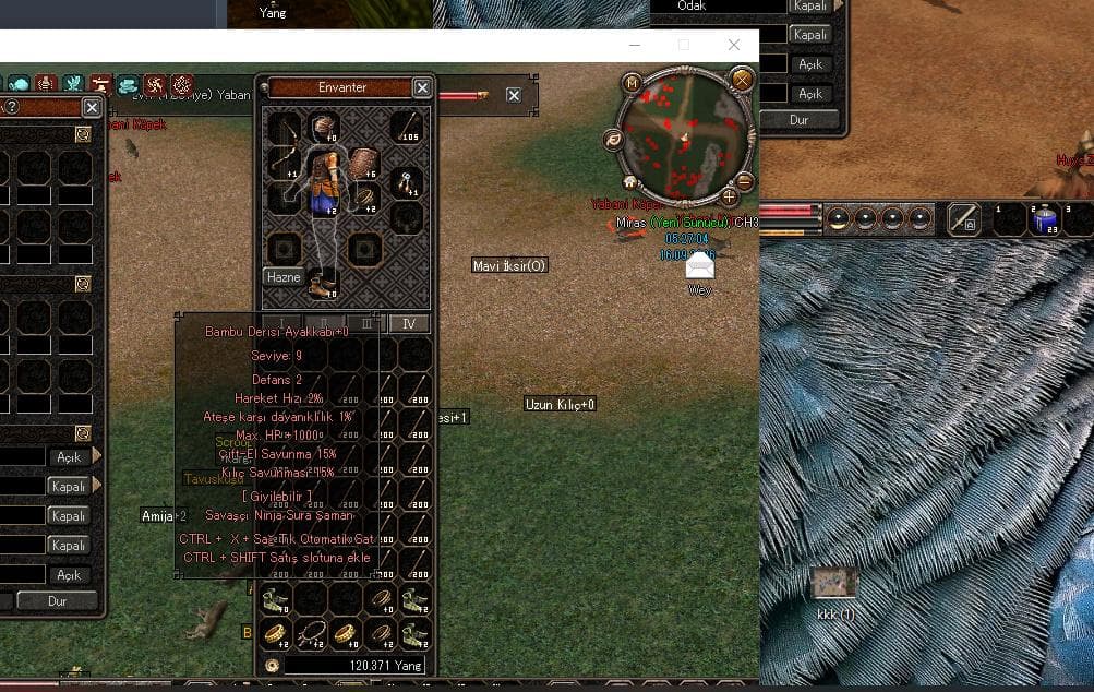 1k hp 15kılıc 15 çiftel 3 efsun papuc
