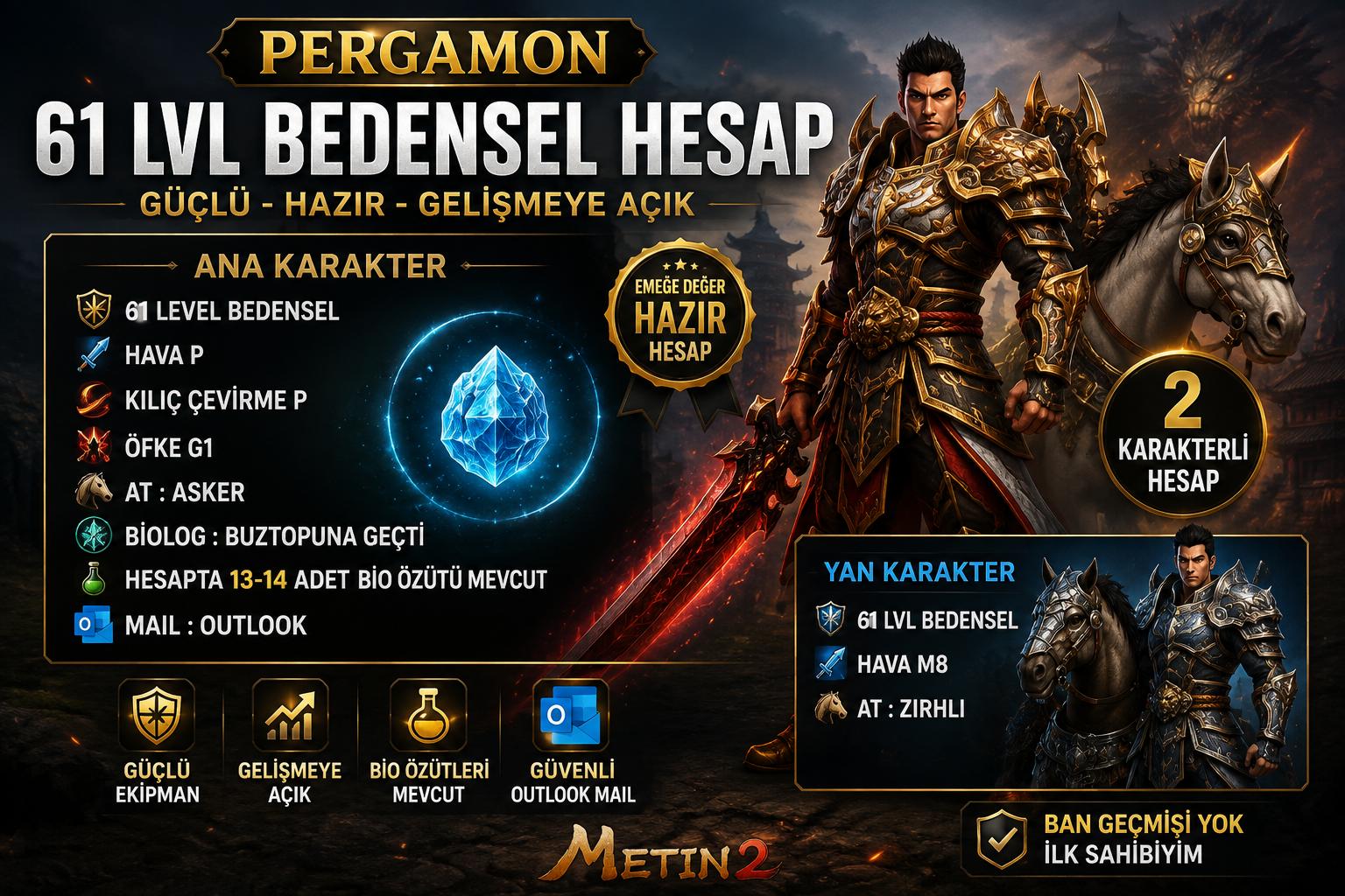 2P BEDENSEL 61 LVL OUTLOOK MALİYETİN ALTINA SATIYORUM.
