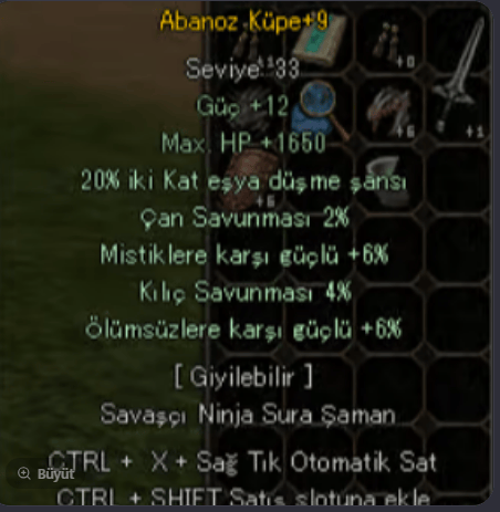 +9 20 EŞYA ABANOZ KÜPE