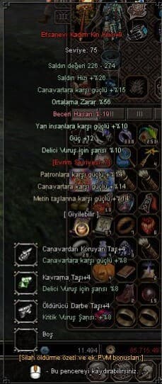 7 Evrim Kadim Kin +9 56 Ort Güç Yarı Delici