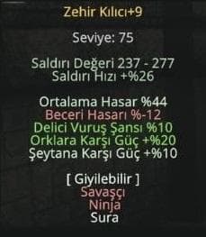 +9 ELİT ZEHİR [SÜRGÜN + METİN NADİR PARÇA]