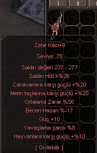 56 ORTALAMA 10 GÜÇ ELİT ZEHİR KILICI