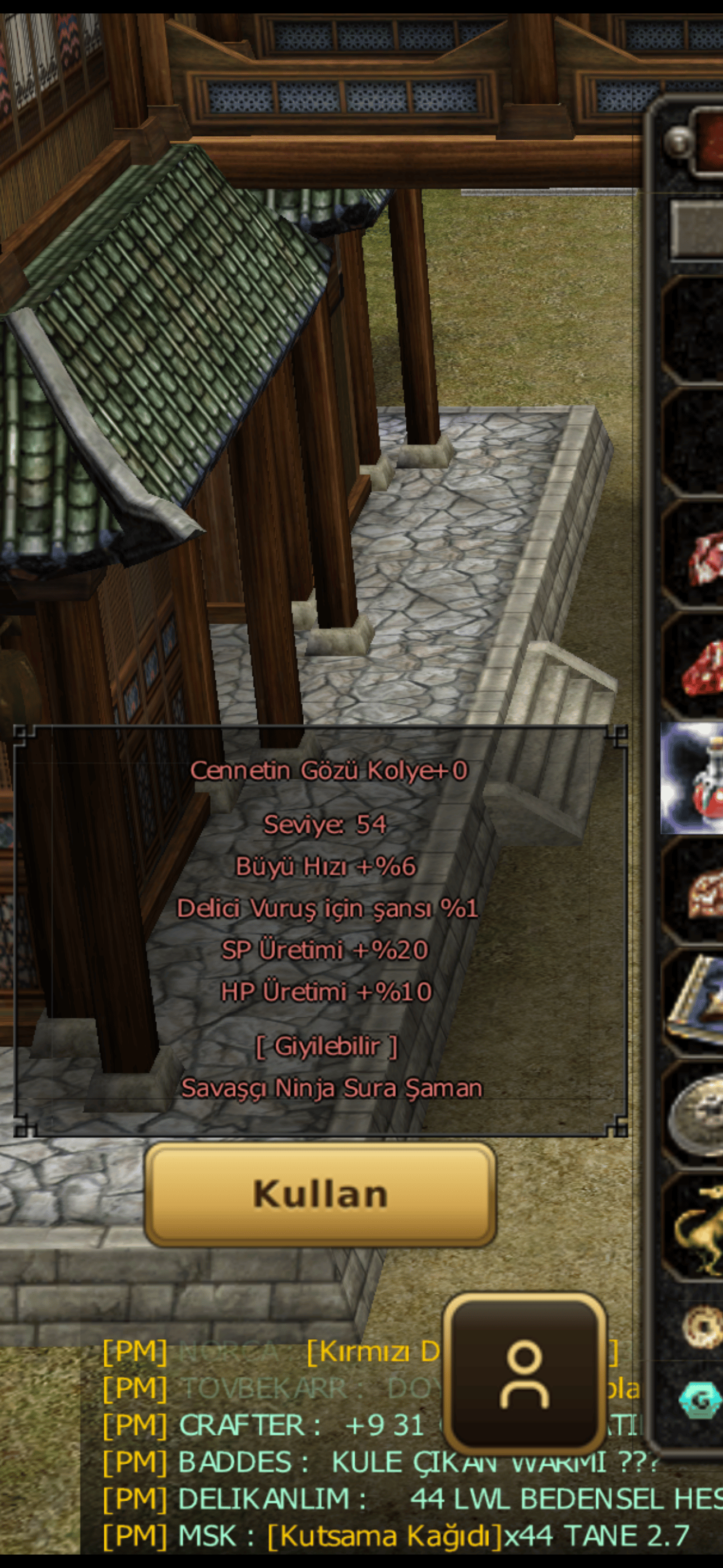 Cennetin gözü kolye serverda tek