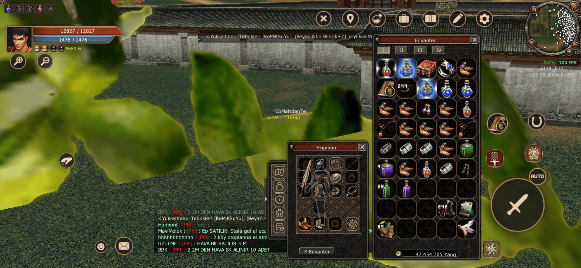 59 lvl hava p bedensel itemli
