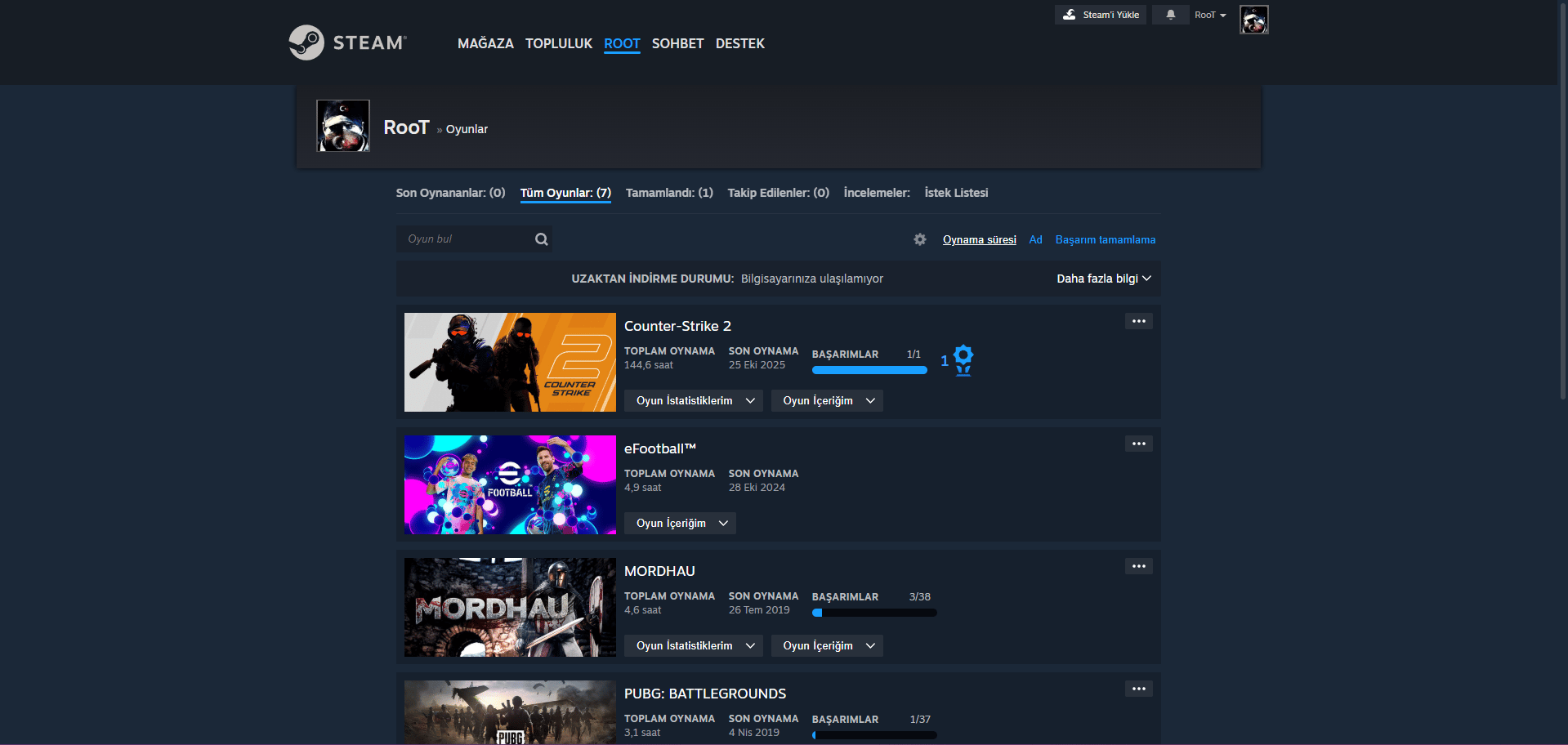 CS2 (144+ Saat) / MORDHAU / PUBG - Temiz & İlk Epostalı Steam Hesabı