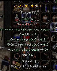 ELİT BOSLUK 61 +6 ASLAN AĞIZI KALKANI