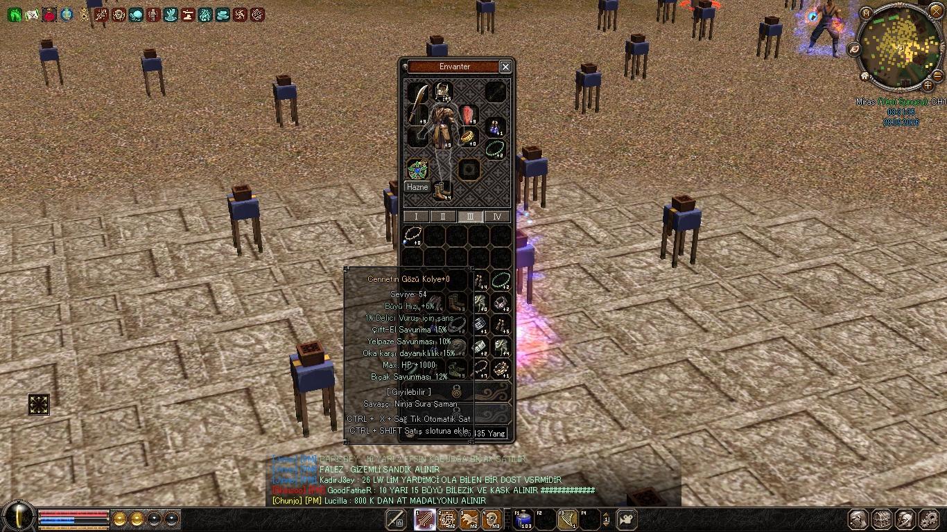 15 OK 15 ÇİFTEL 12 BIÇAK 10 YELPAZE 1K HP CENNET KOLYE