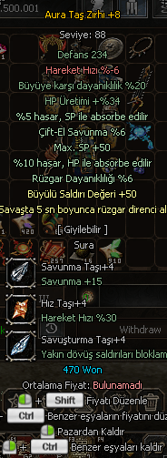 6/7 EKLİ +9 52ORT ZEHİR VE +8 AURA TAŞ ZIRHI