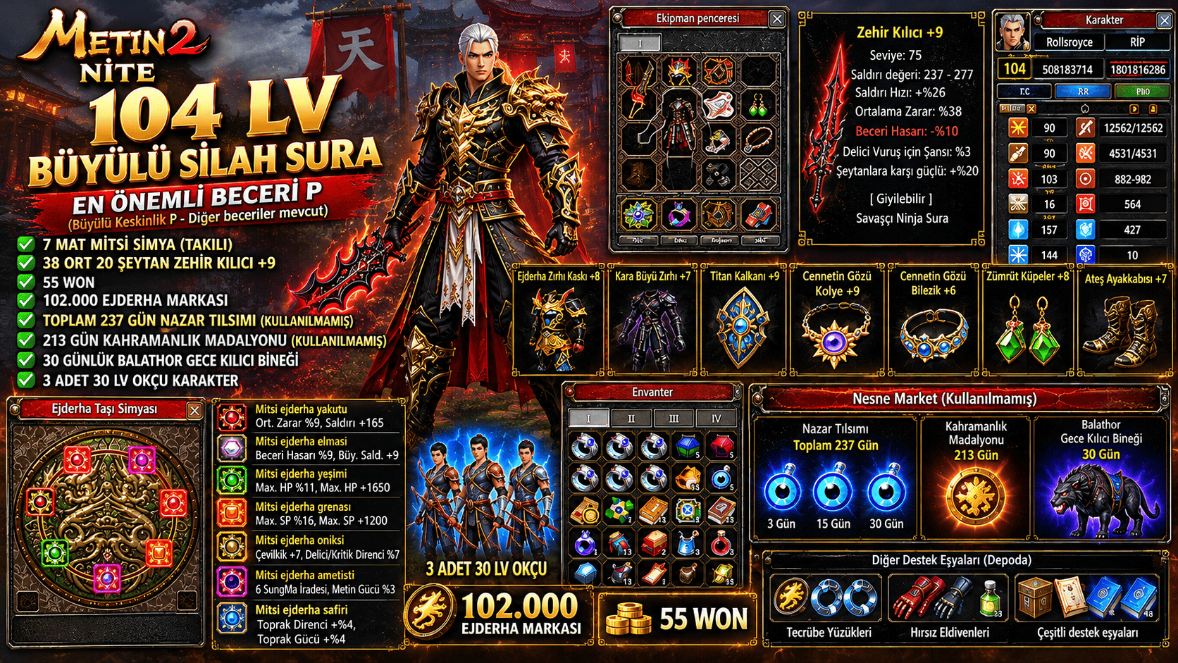 NİTE 104 LV SURA | KESKİNLİK P | 7 MAT MİTSİ | 55 WON | 237G NAZAR