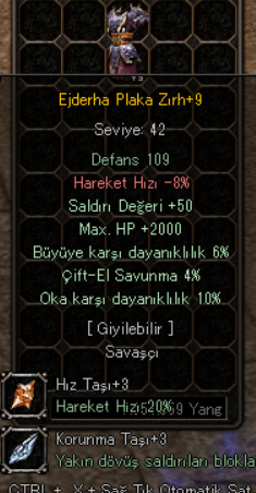 +9 EJDERHA 2K HP - 50 STR - 10 OK -
