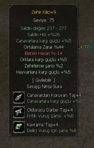 +9 ZEHİR KILICI