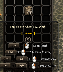 TOPRAK WORLD BOSS 1. SANDIĞI (kaykay-ateş vb yüzükler-bp 4-5 şansı)