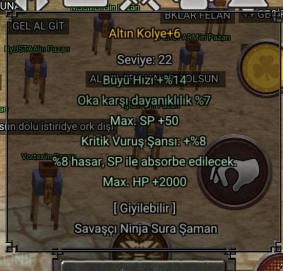 +6 ALTIN KOLYE 2K HP 8 KRİTİK