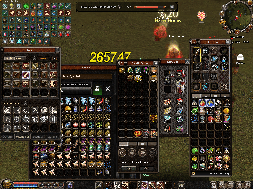 84 LVL GELİŞİME AÇIK 265-269K HASARLI BÜYÜLÜ SİLAH SURA DOLU DOLU