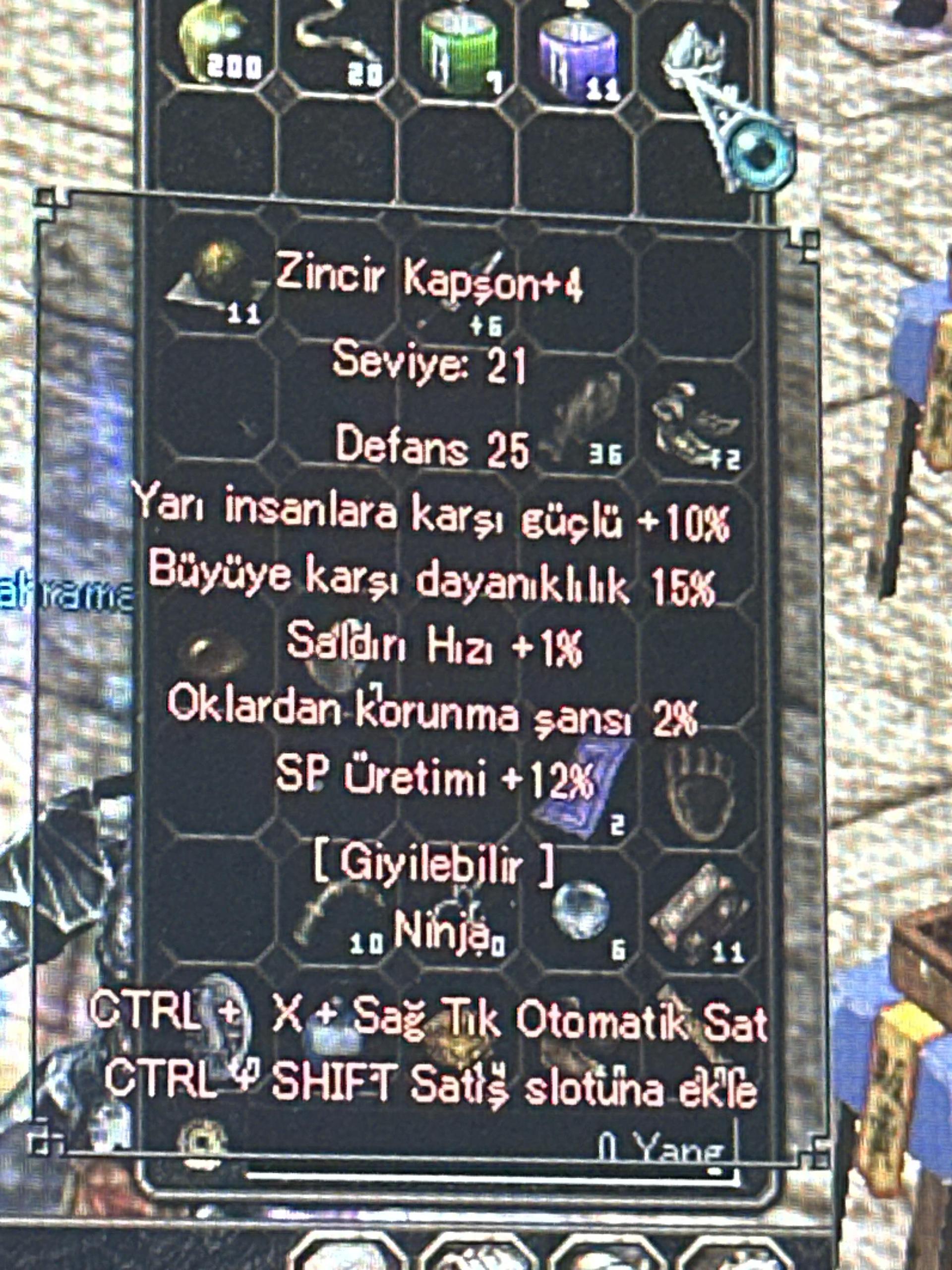 Zincir Kapşon 10 yarı 15 büyü