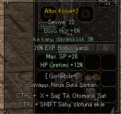 20 exp altın kolye