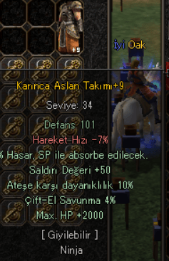 +9 syh 38 ort ---- +9 karınca aslan takımı 50 str 2k hp 10 ateş