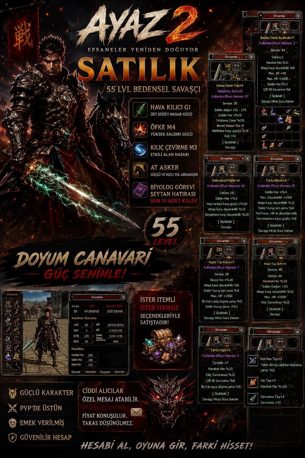 55 lwl doyumluk elit hesap 52 ateş var