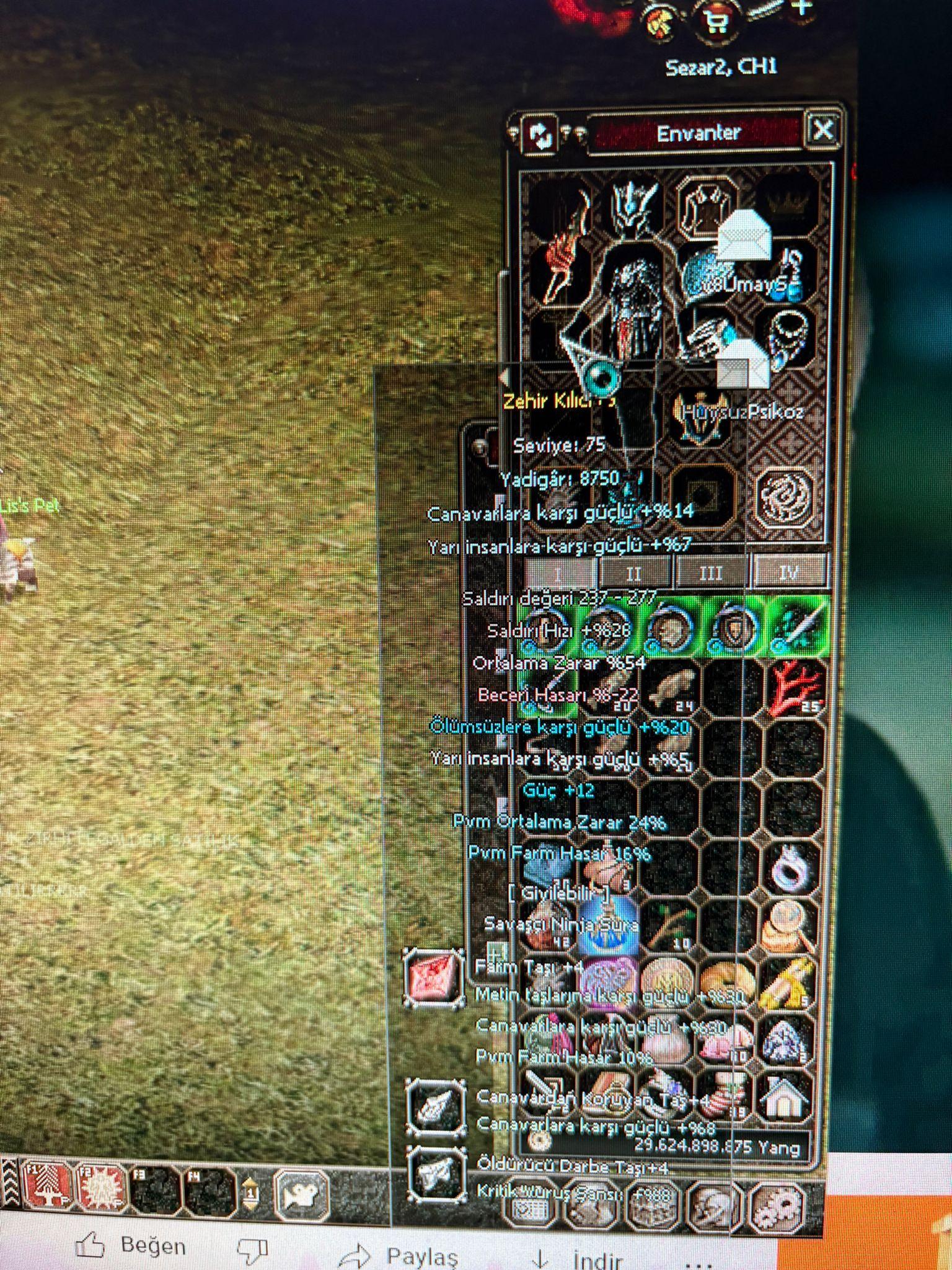 54 ORT 12 GÜÇ 40 PVM ORT ZEHİR 33 T NAKİT +6 RUH İÇLERİ 65 PVM 60 ORT