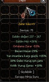 29 YARI KRİTİK DELİCİ ZEHİR KILICI