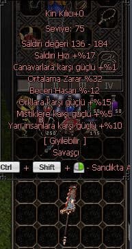 32 ORT 10 YARI 15 ORK KİN KILICI