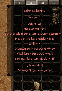 +8 ŞAHİN KALKAN Oyun içi m ile satılır.