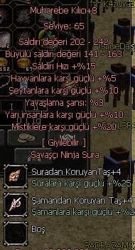 +8 +4 sura ve şaman taşlı muharerebe kılıcı