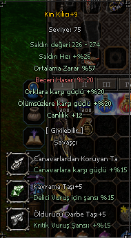 15W + Kin Kılıcı +9 ORT HSR 57 | İKİSİ TOPLAM 150TL