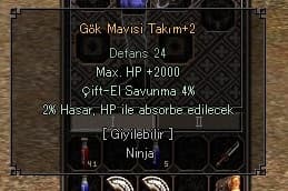2000 HP Ninja Gök Mavisi Takım