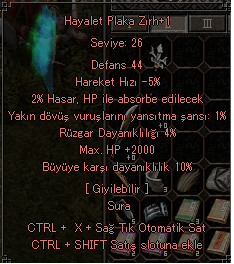2K HP 10 BÜYÜLÜ 28 LVL SURA ZIRHI FİYAT VER AL GİT