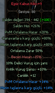 Eşsiz Kabus Kılıcı +9 | 50 Ort | 14 Pvm | 14 Metin