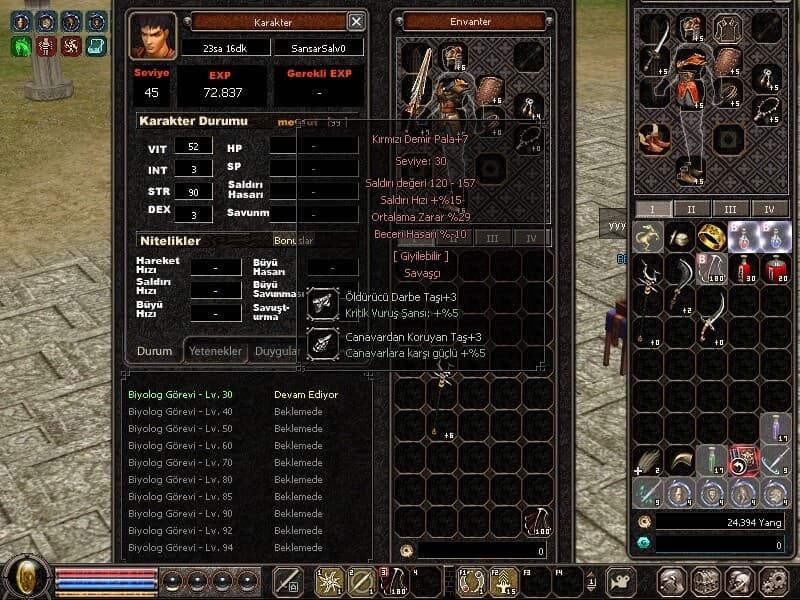 45 lvl bedo 29 ort +7 kdpli