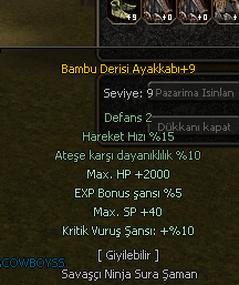 10 KRİTİK 2000 HP +9 BAMBU