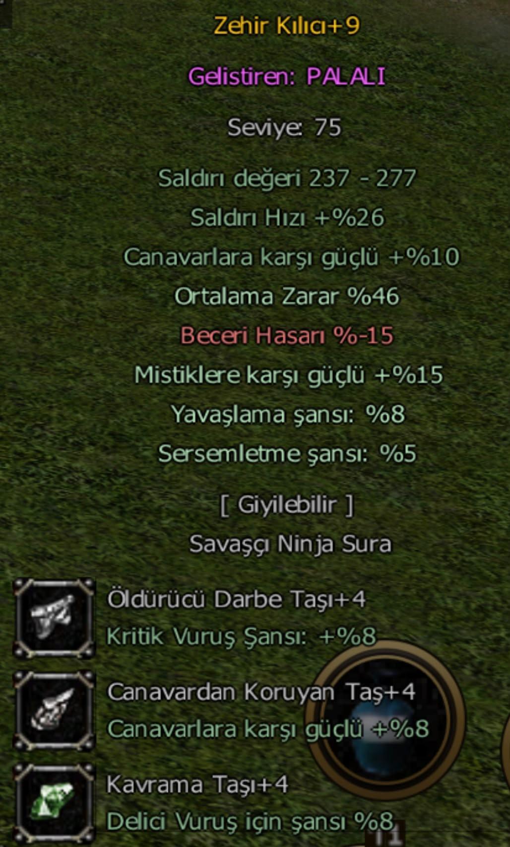 +9 ZEHİR KILICI 46 ORTALAMA ELİT SATILIR ( +9 ZEHİR 46 ORT )