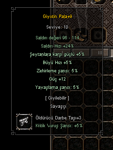 12 güç +9 Giyotin Pala 3 öldürücülü
