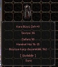 KARABÜYÜ ZIRHI SATILIR