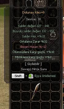 +9 32 ORT DOLUNAY KILICI 10 ÖLÜMSÜZ