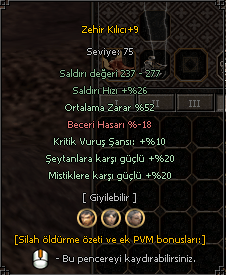 +9 Zehir Kılıcı